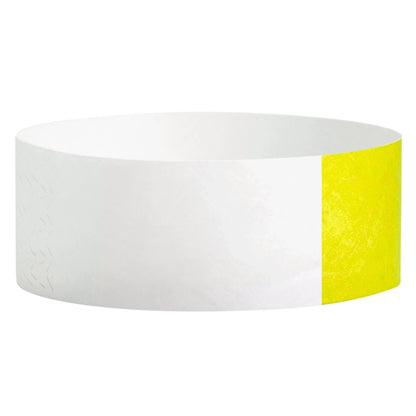 Tyvek 1" half flood wristband in neon yellow- shown in round 