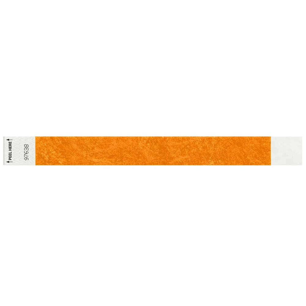 Tyvek 1" litterfree wristband in neon orange - shown in flat 