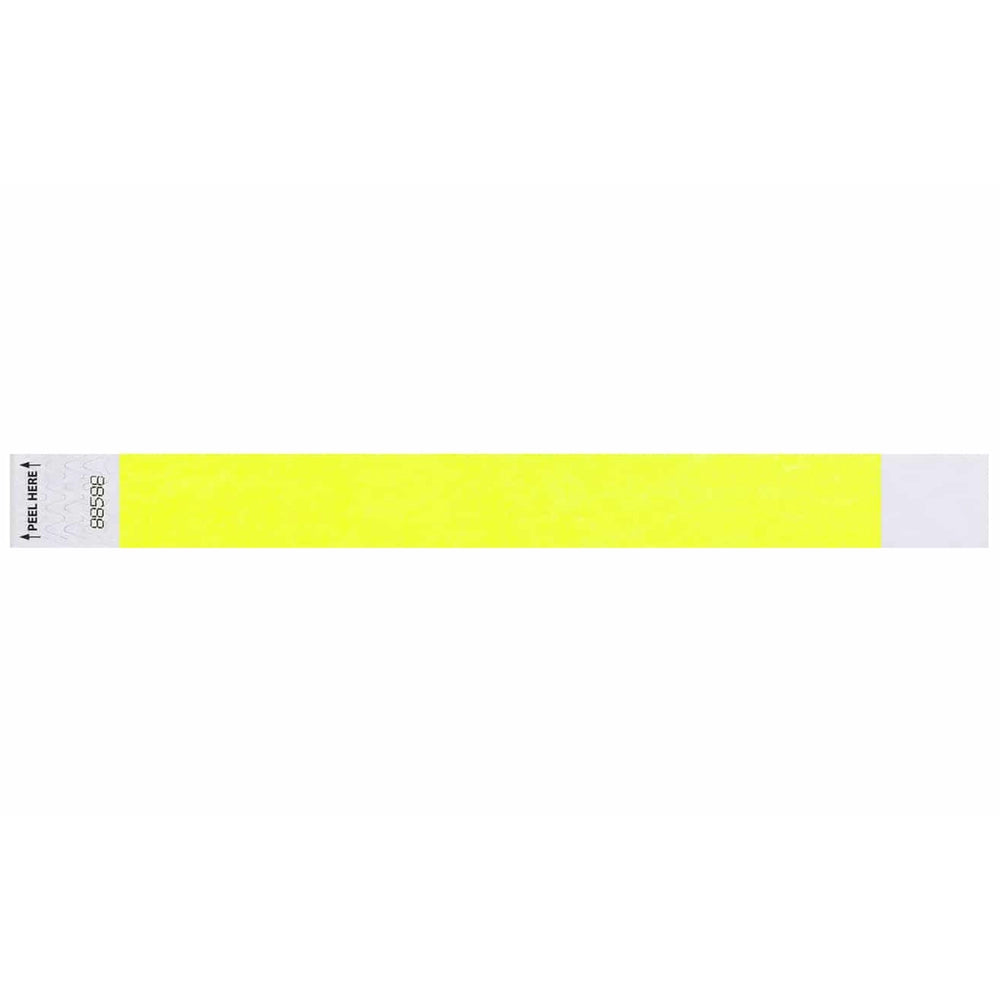 Tyvek 1" litterfree wristband in neon yellow - shown in flat 