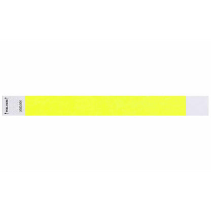 Tyvek 1" litterfree wristband in neon yellow - shown in flat 