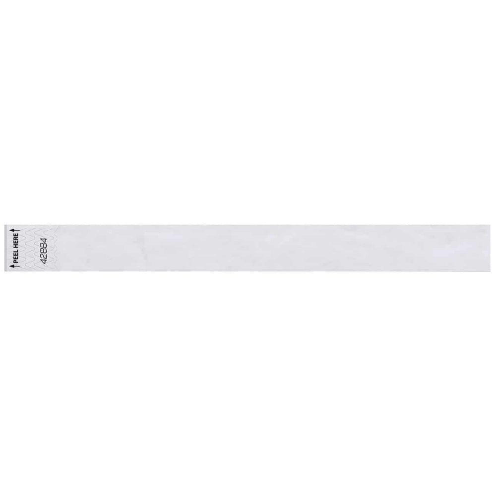 Tyvek 1" litterfree wristband in white - shown in flat 