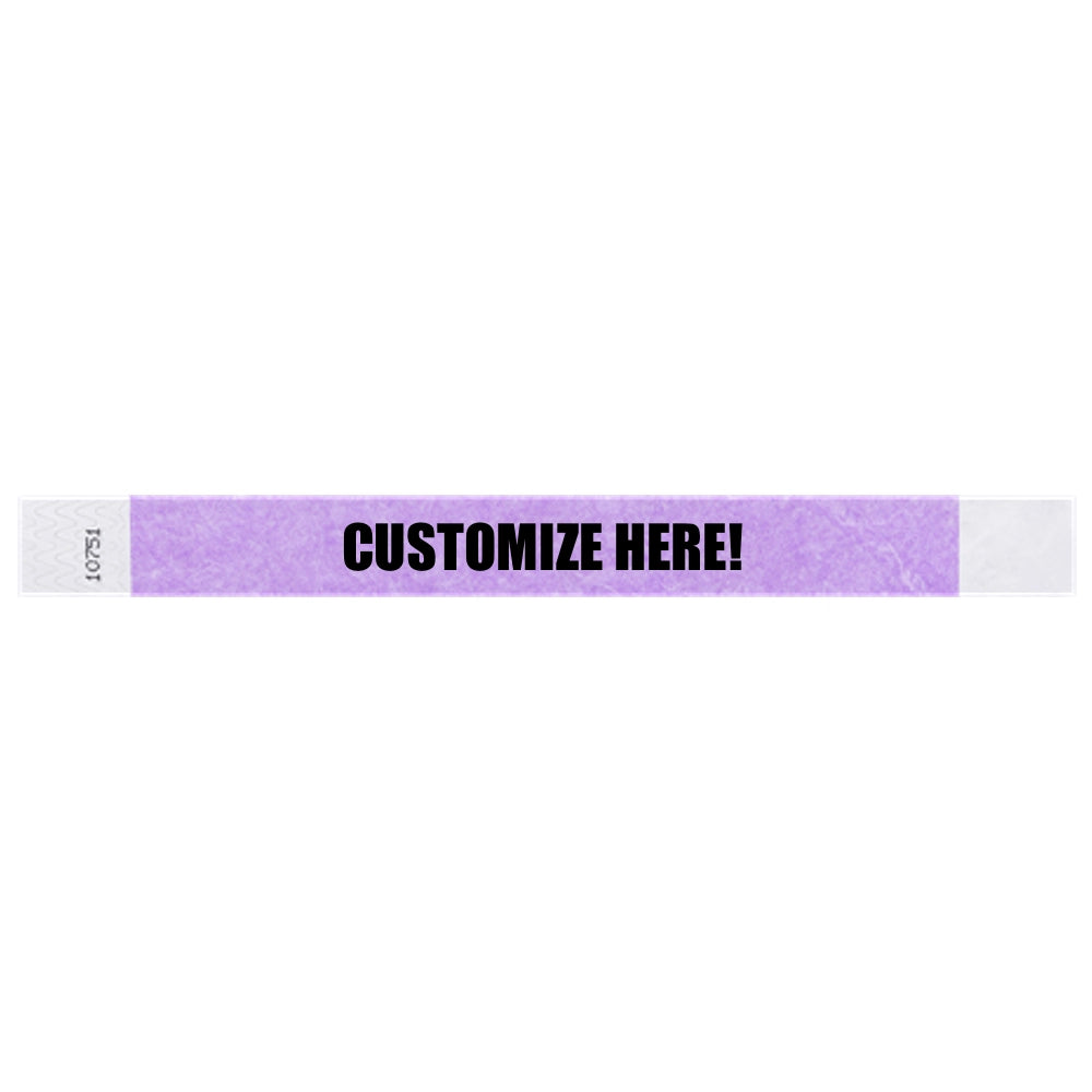 Tyvek 1" wristband in solid berry with black text "CUSTOMIZE HERE!" - shown in flat 