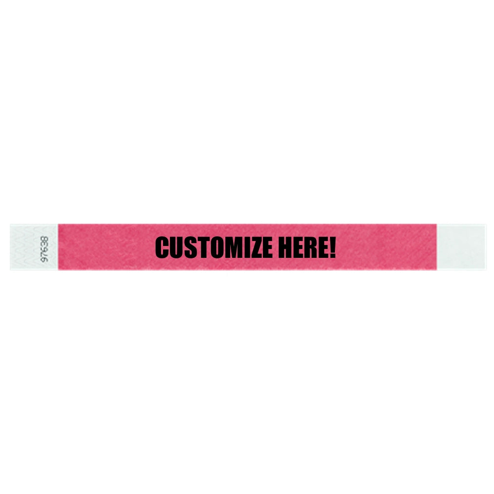 Tyvek 1" wristband in solid cranberry with black text "CUSTOMIZE HERE!" - shown in flat 