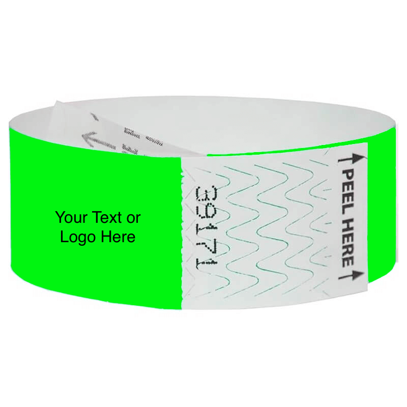 tyvek 1" litter free wristband solid neon green custom