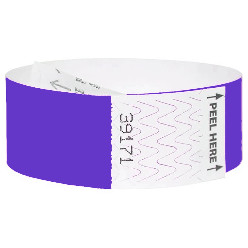 tyvek 1" Litter free solid wristband purple round