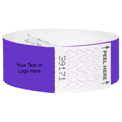 tyvek 1" Litter free solid wristband with a placeholder for customization in purple