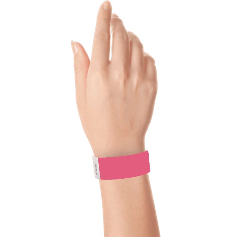 cranberry tyvek 1" solid wristband on hand 