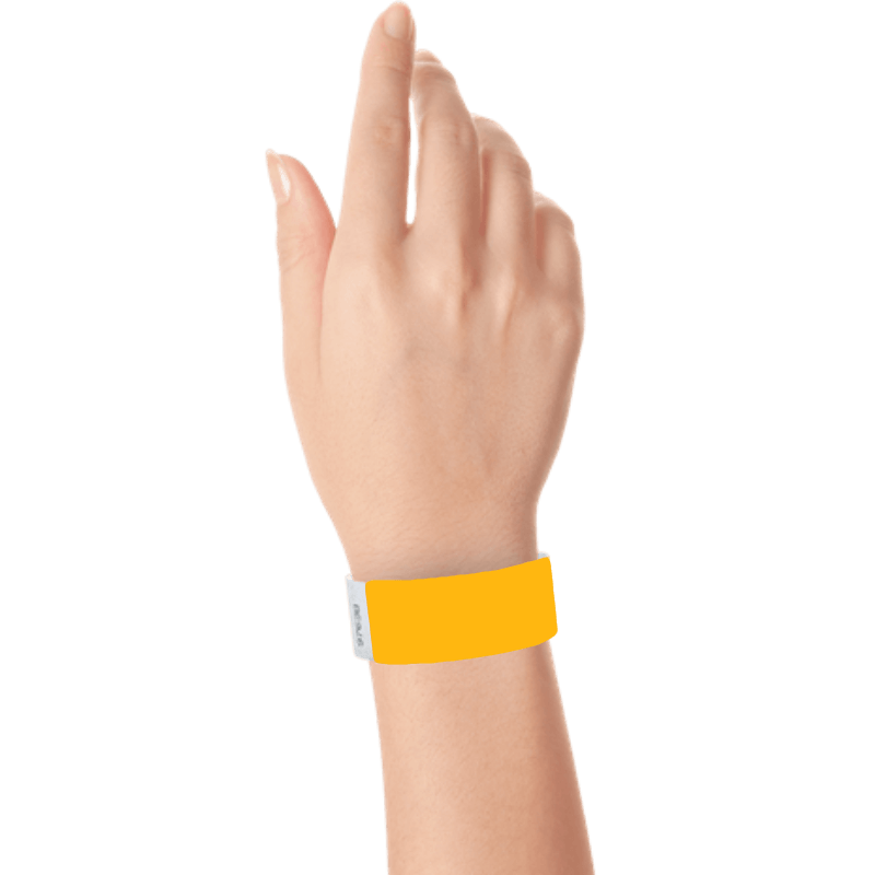 goldenrod tyvek 1" solid wristband on hand 