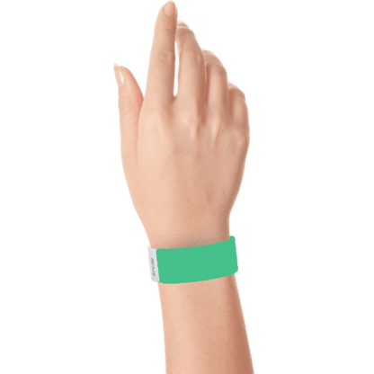 pantone green tyvek 1" solid wristband on hand 