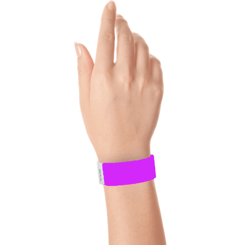 pantone purple tyvek 1" solid wristband on hand 