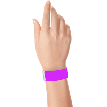 pantone purple tyvek 1" solid wristband on hand 
