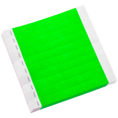 neon green  tyvek 1" solid wristbands in sheets of 10