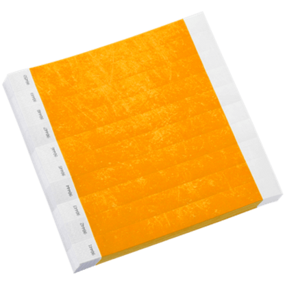 neon orange  tyvek 1" solid wristbands in sheets of 10