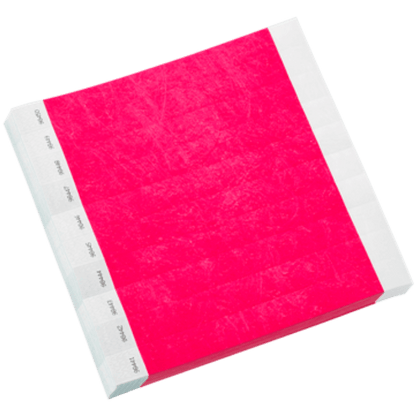 neon pink tyvek 1" solid wristbands in sheets of 10