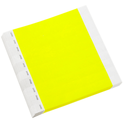 neon yellow tyvek 1" solid wristbands in sheets of 10