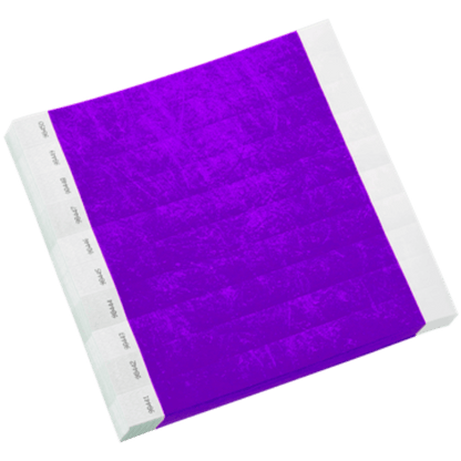 purple tyvek 1" solid wristbands in sheets of 10