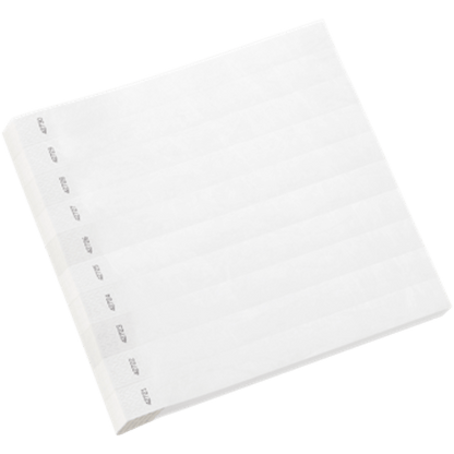 white tyvek 1" solid wristbands in sheets of 10