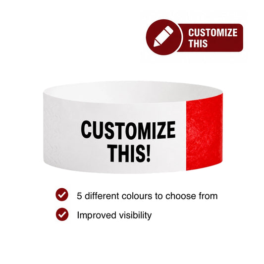 Custom 1" Half Flood Tyvek® Wristbands