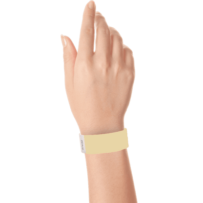 gold tyvek 1" solid wristband on hand 