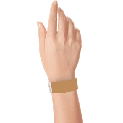 mocha tyvek 1" solid wristband on hand 