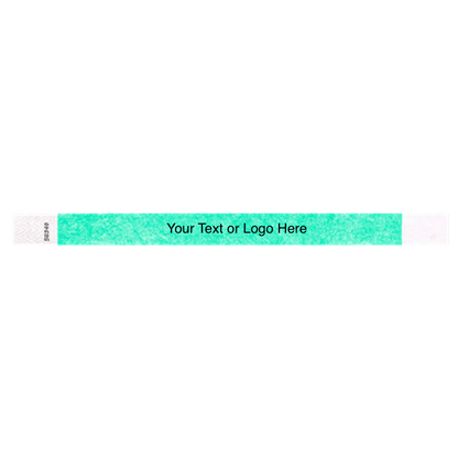 tyvek 3/4" solid wristband showing placeholder for customization in aqua
