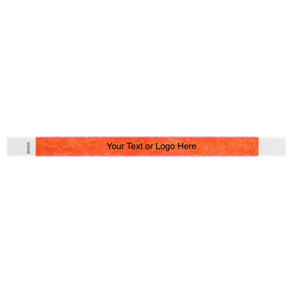 tyvek 3/4" solid wristband showing placeholder for customization in coral red