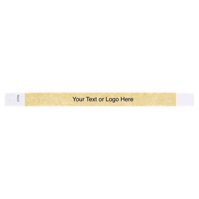 tyvek 3/4" solid wristband showing placeholder for customization in gold