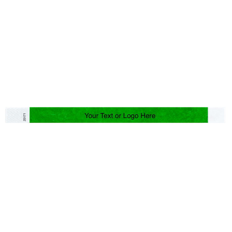 tyvek 3/4" solid wristband showing placeholder for customization in kelly green
