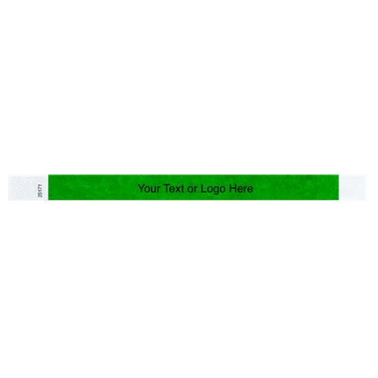 tyvek 3/4" solid wristband showing placeholder for customization in kelly green