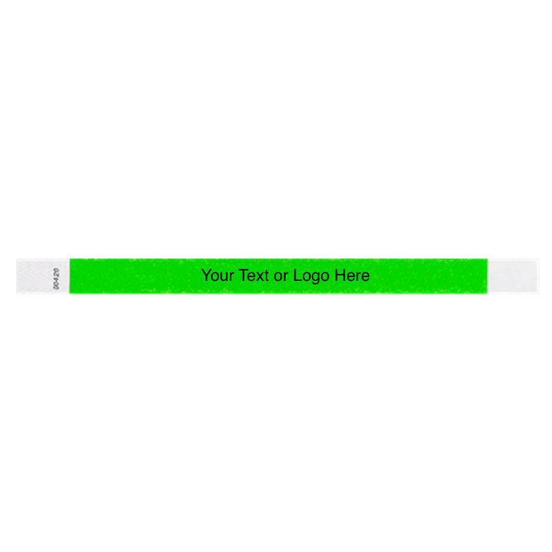 tyvek 3/4" solid wristband showing placeholder for customization in neon green
