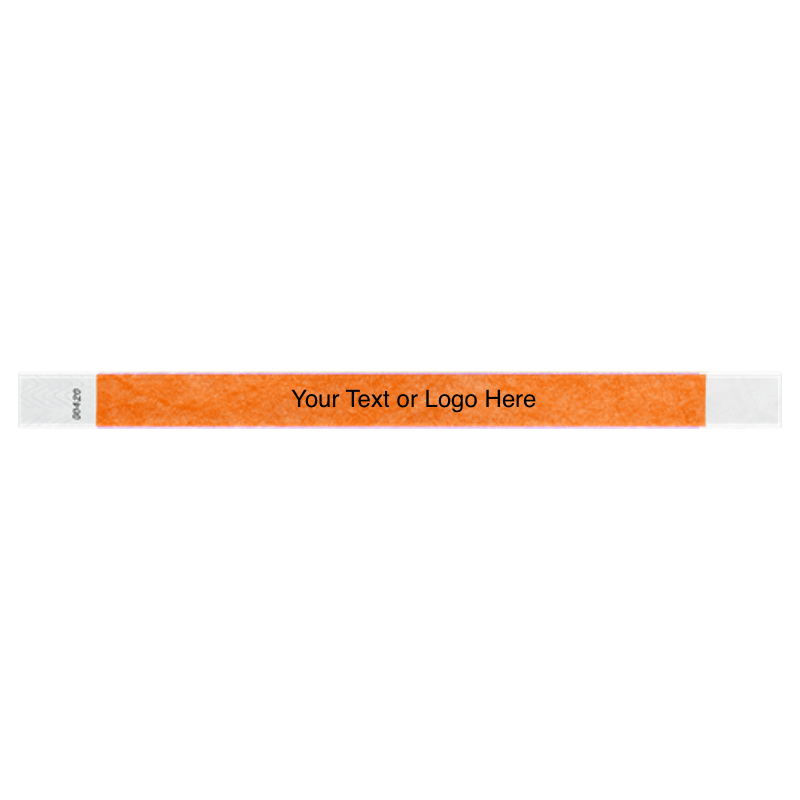 tyvek 3/4" solid wristband showing placeholder for customization in neon orange