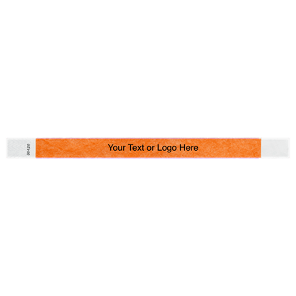 tyvek 3/4" solid wristband showing placeholder for customization in neon orange