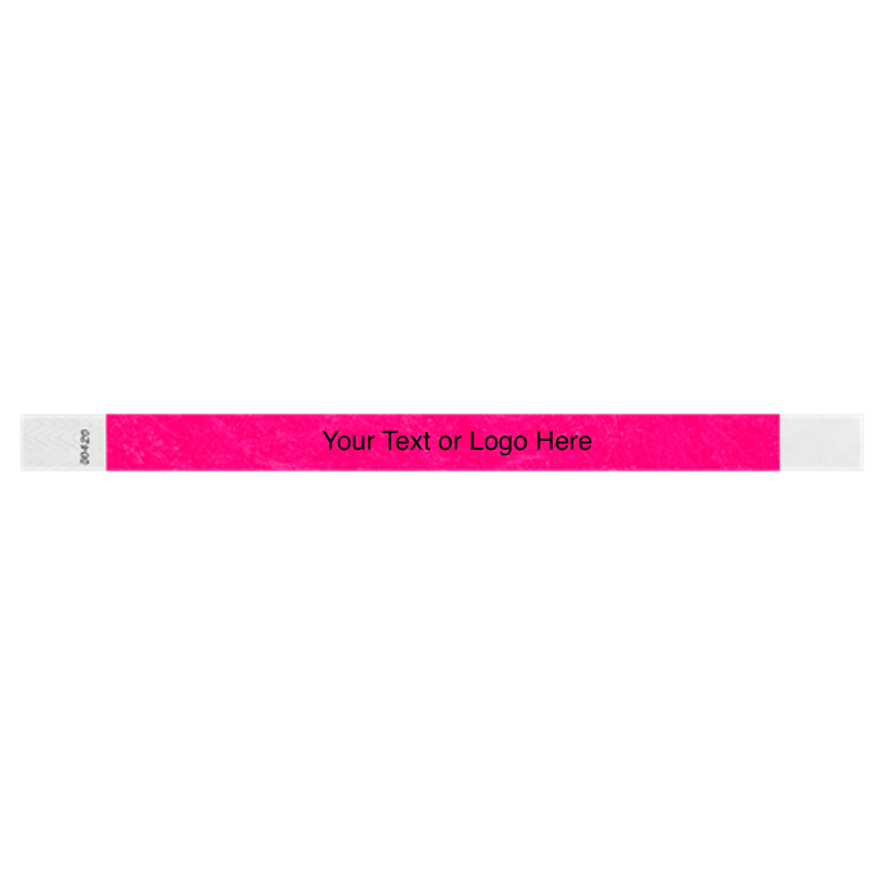 tyvek 3/4" solid wristband showing placeholder for customization in neon pink