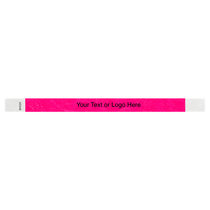 tyvek 3/4" solid wristband showing placeholder for customization in neon pink