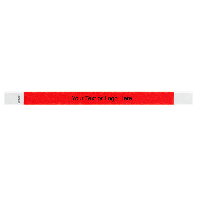 tyvek 3/4" solid wristband showing placeholder for customization in neon red