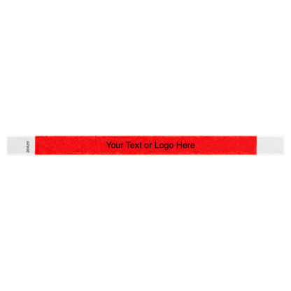 tyvek 3/4" solid wristband showing placeholder for customization in neon red