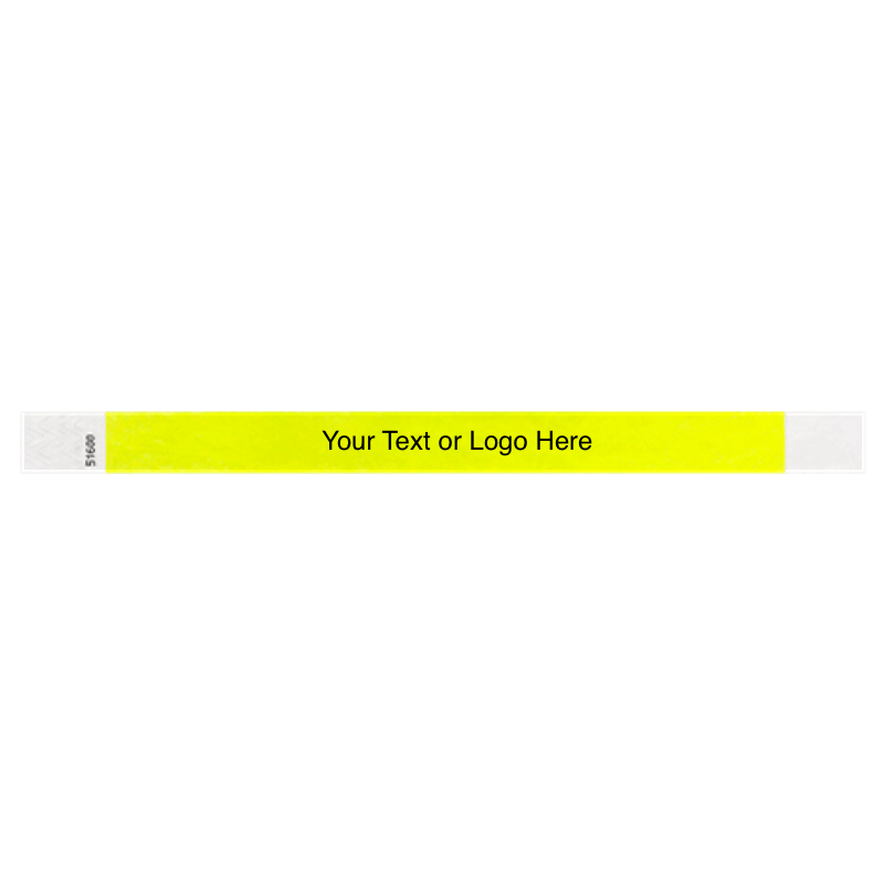 tyvek 3/4" solid wristband showing placeholder for customization in neon yellow