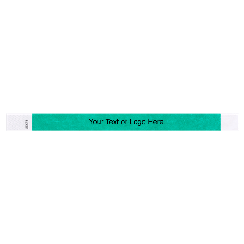 tyvek 3/4" solid wristband showing placeholder for customization in pantone green