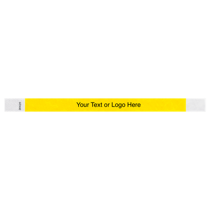 tyvek 3/4" solid wristband showing placeholder for customization in pantone yellow