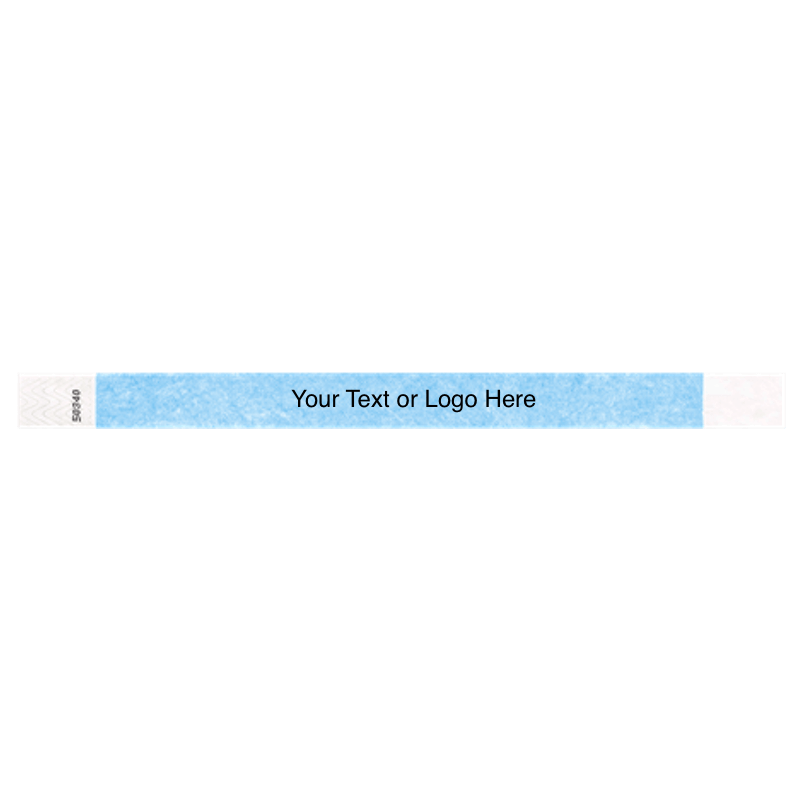 tyvek 3/4" solid wristband showing placeholder for customization in sky blue