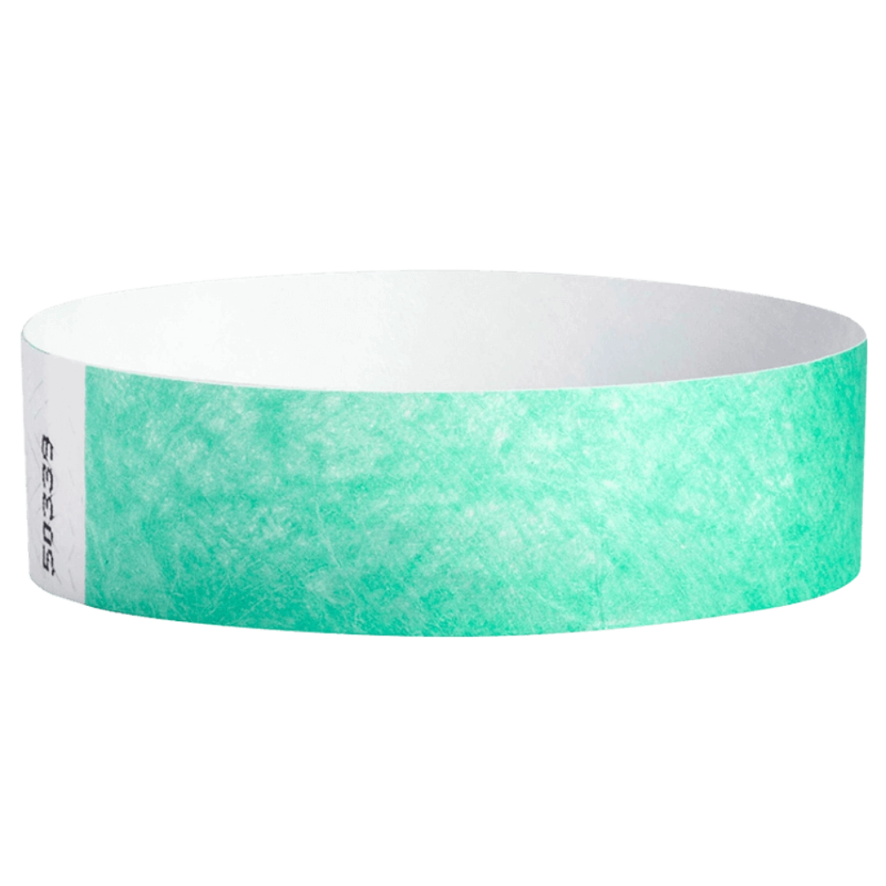 Aqua tyvek solid 3/4 wristband - shown in round 