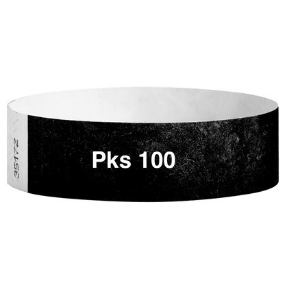 tyvek 3/4" solid wristband pk of 100 black