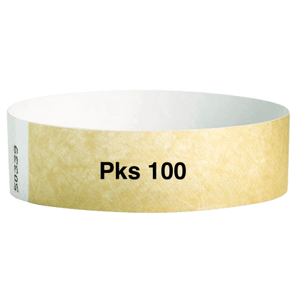 tyvek 3/4" solid wristband pk of 100 gold