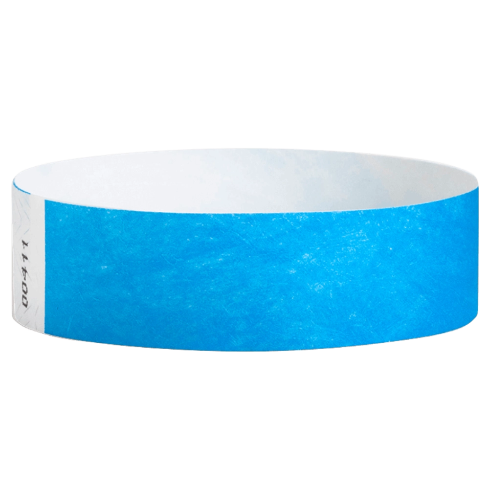 Neon blue tyvek solid 3/4 wristband - shown in round 