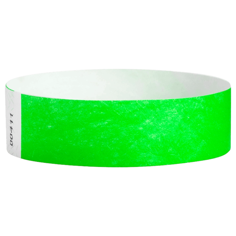 Neon green Tyvek wristband in round 