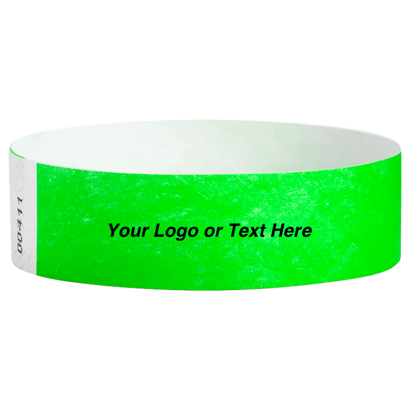 Tyvek3-4SolidNeonGreenWristbandCustom