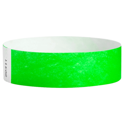 Neon green tyvek solid 3/4 wristband - shown in round 