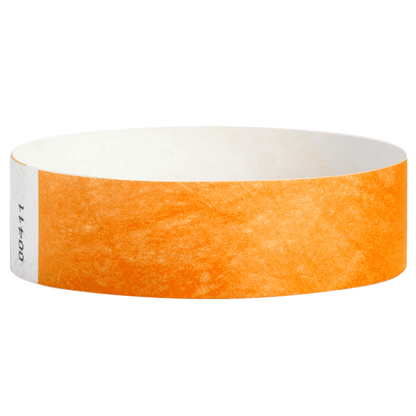 Neon orange solid tyvek wristband in round 