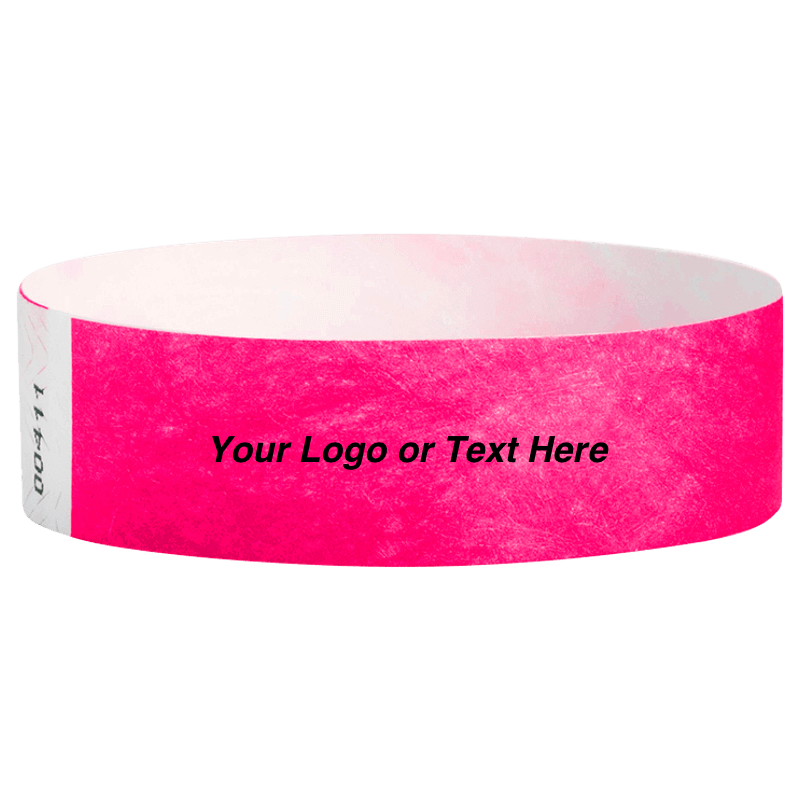 Tyvek3-4SolidNeonPinkWristbandCustom