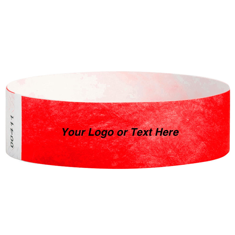 Tyvek3-4SolidNeonRedWristbandCustom